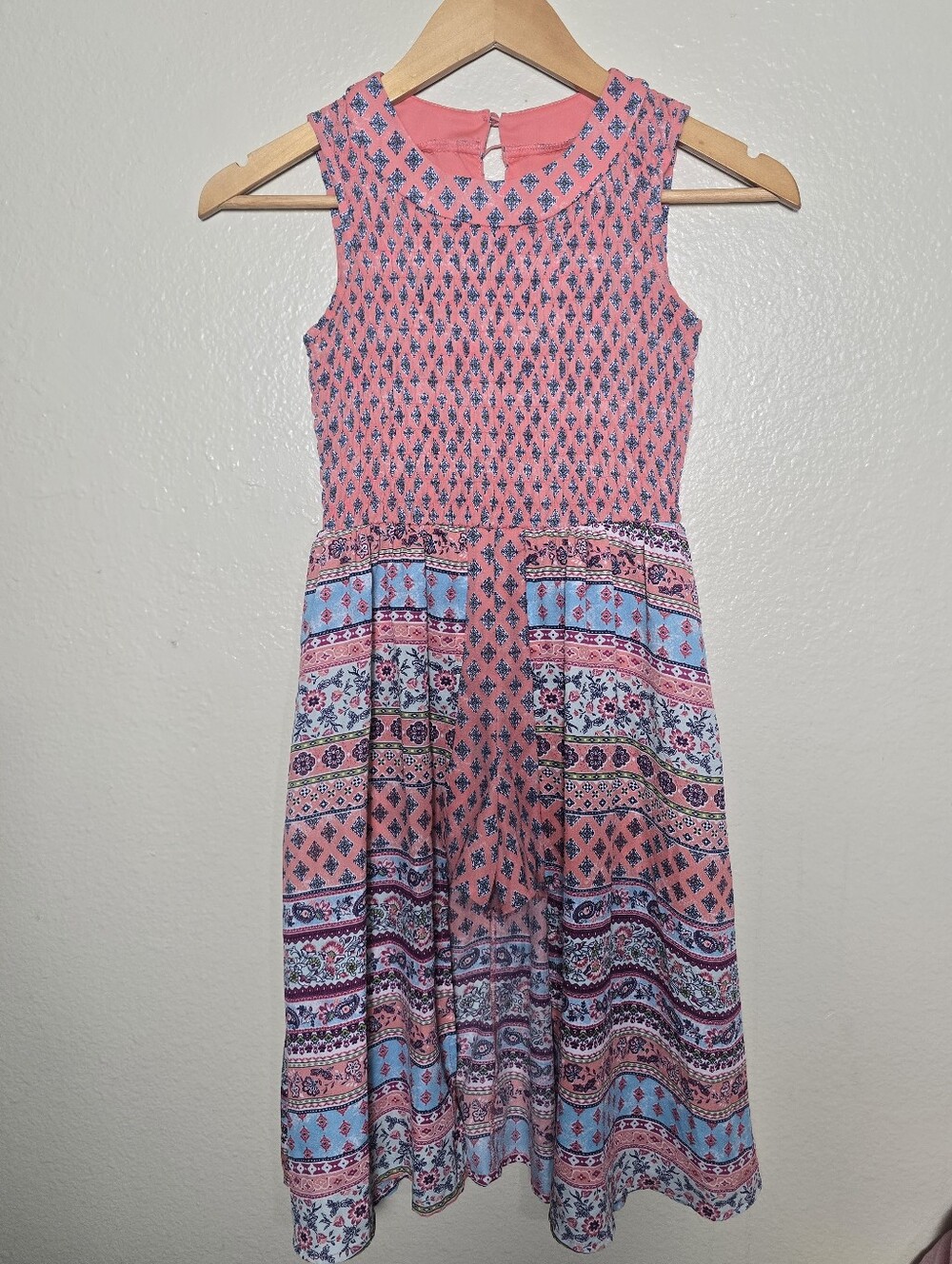 Speechless Pink and Light Blue Patterned Girls Romper Dress